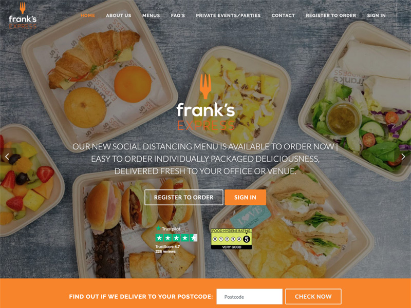 Barsbank project - Franks Express - custom built website including order processing and menu management system